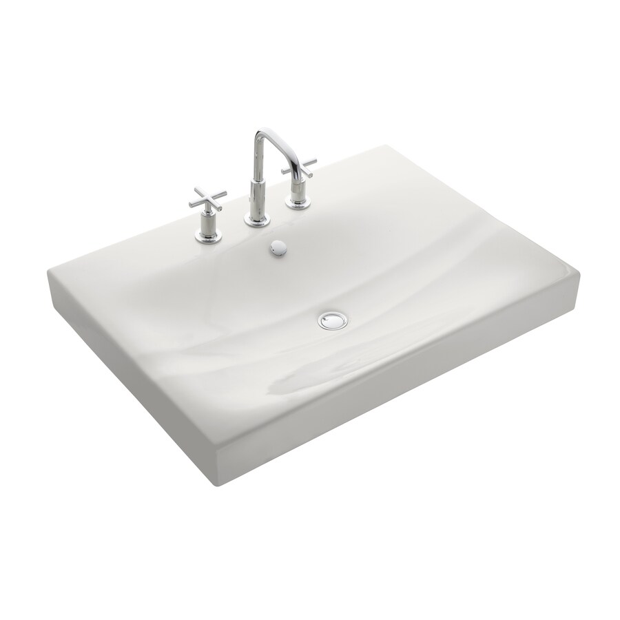 KOHLER Strela White Fire Clay Topmount Bath Sink at Lowes.com