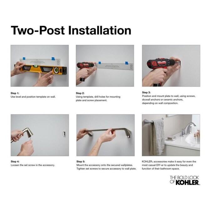 Kohler Kelston 18 In Vibrant Brushed Nickel Wall Mount Single Towel Bar In The Towel Bars Department At Lowes Com
