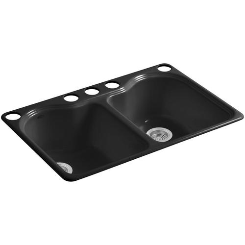 KOHLER Hartland 33-in x 22-in Black Black Double Equal Bowl Undermount ...