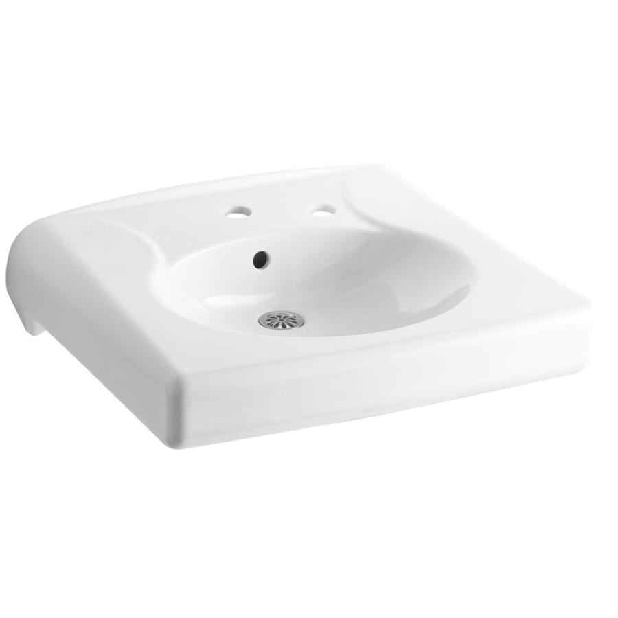 KOHLER Brenham White Wall-mount Rectangular Bathroom Sink with Overflow Drain