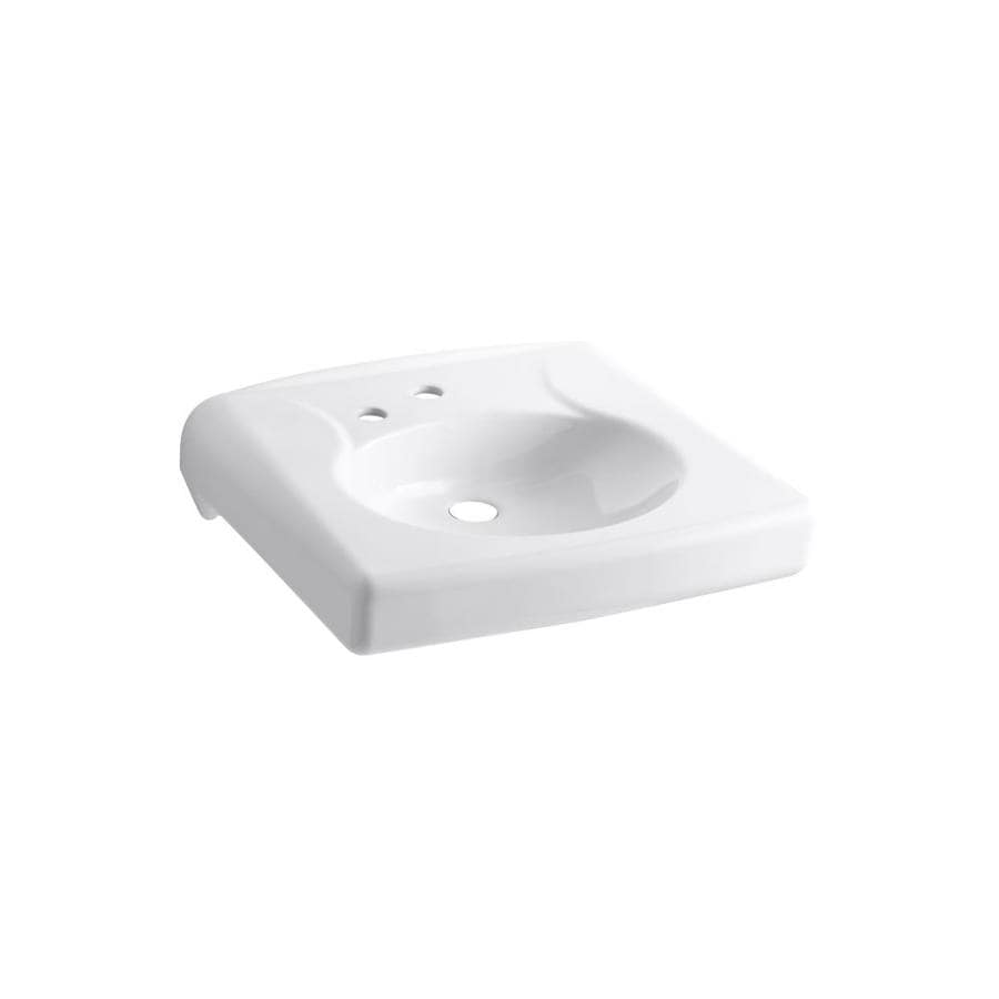 Shop KOHLER Brenham White Wall-Mount Rectangular Bathroom Sink at ...