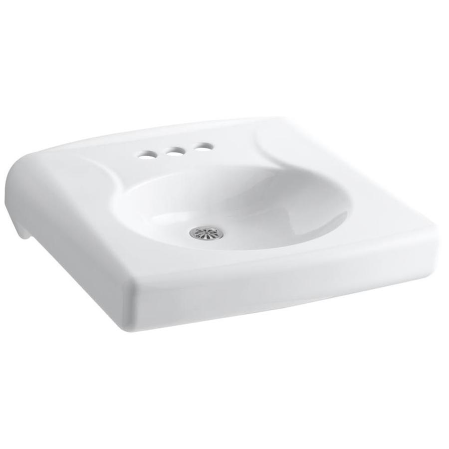 KOHLER Brenham White Wallmount Rectangular Bathroom Sink at