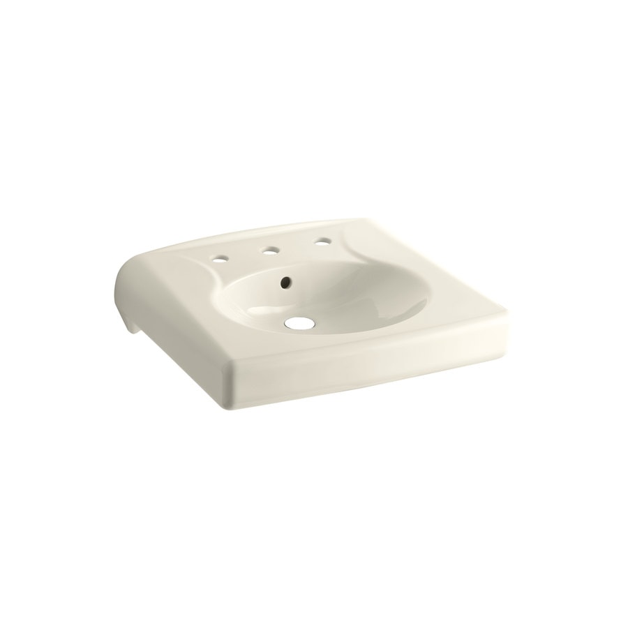 Shop KOHLER Brenham Almond Wall-Mount Rectangular Bathroom Sink with ...