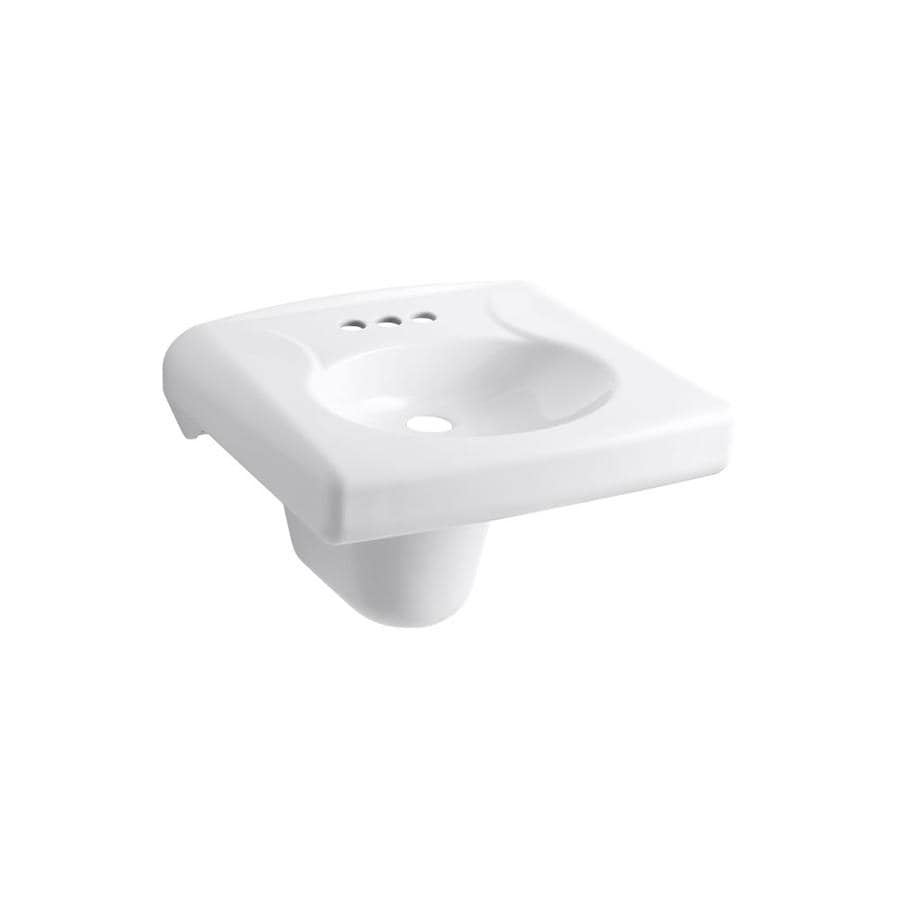 KOHLER Brenham White Wallmount Rectangular Bathroom Sink at