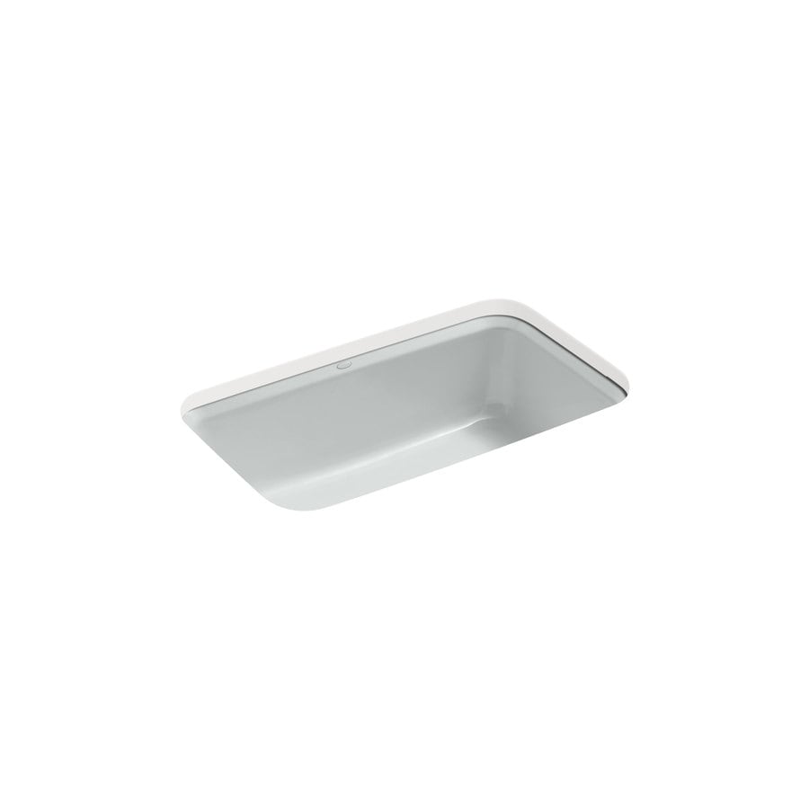 KOHLER 5832-5U-95 Cape Dory 22-in x 33-in Ice Grey Single-Basin Cast Iron Undermount 5-Hole Commercial/Residential Kitchen Sink