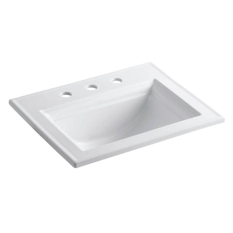 Shop KOHLER Memoirs White Dropin Rectangular Bathroom Sink with Overflow at Lowes.com