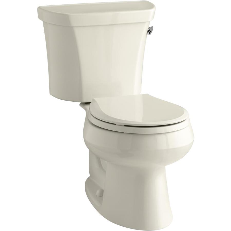 KOHLER Wellworth Almond WaterSense Round Standard Height 2-Piece Vitreous China Toilet 12-in Rough-In Size