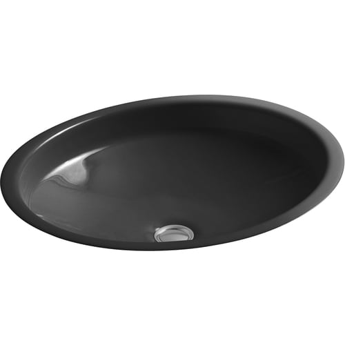 KOHLER Canvas Black Black Cast Iron Undermount Oval ...