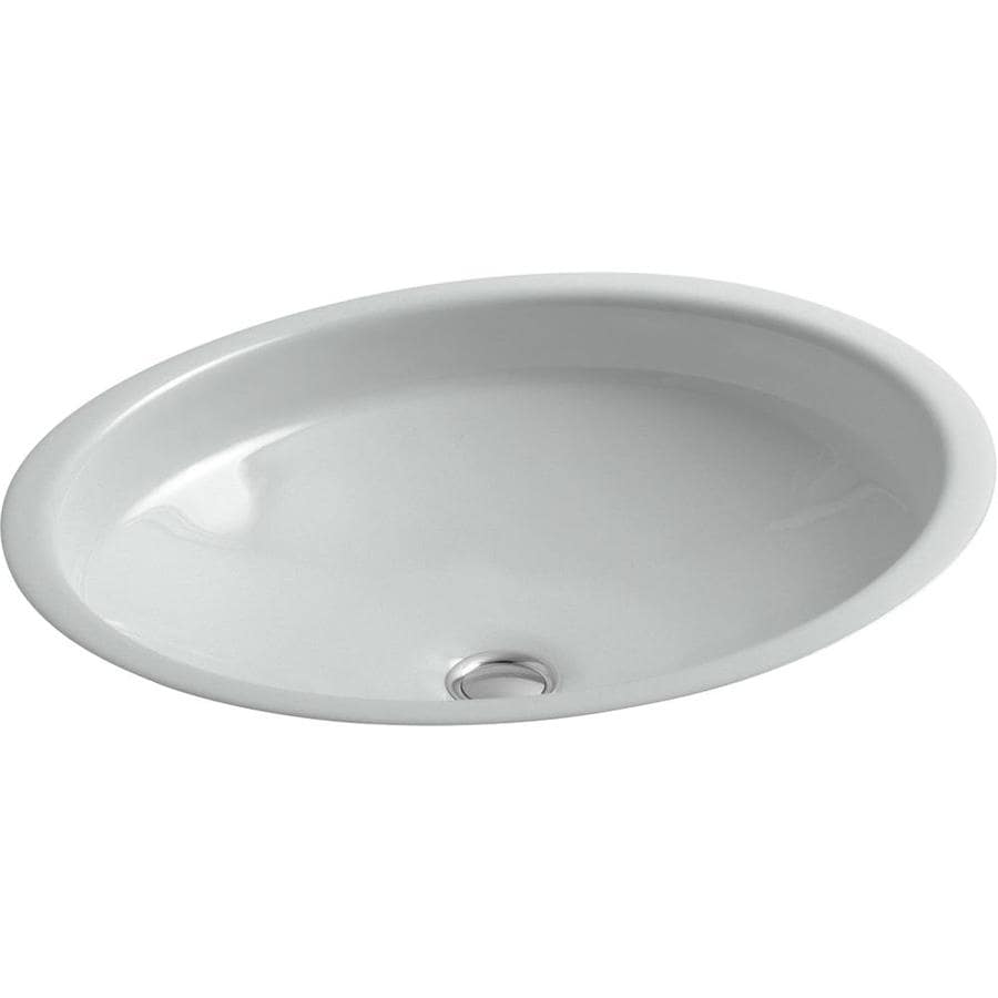 KOHLER Canvas Ice Grey Cast Iron Undermount Oval Bathroom Sink with