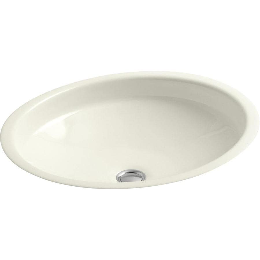 Shop KOHLER Canvas Biscuit Cast Iron Undermount Oval Bathroom Sink with Overflow at Lowes.com