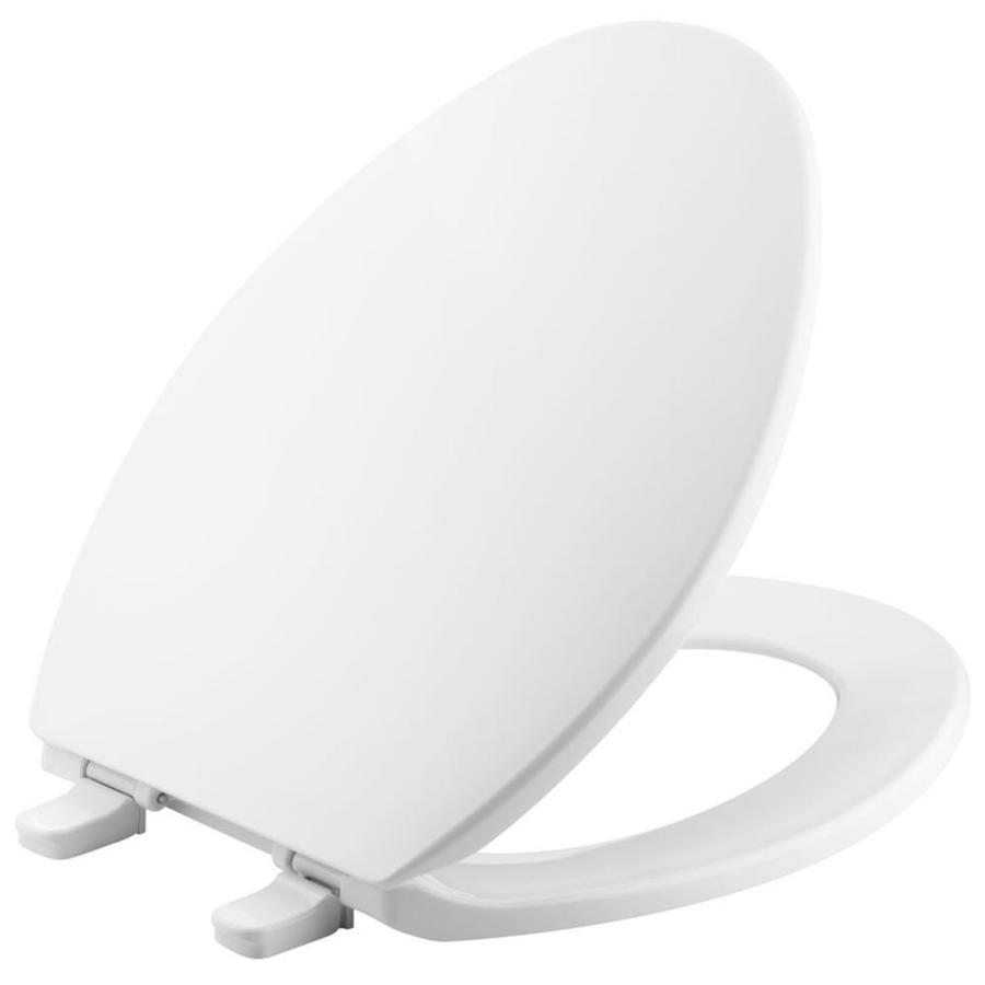 Elongated Veneer Wood Toilet Seat Closed Front 5 Solid Colors Black White Blue