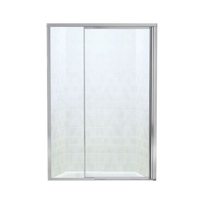 Sterling Vista Pivot Ii 42 In To 48 In W Framed Pivot Silver Shower Door At Lowes Com