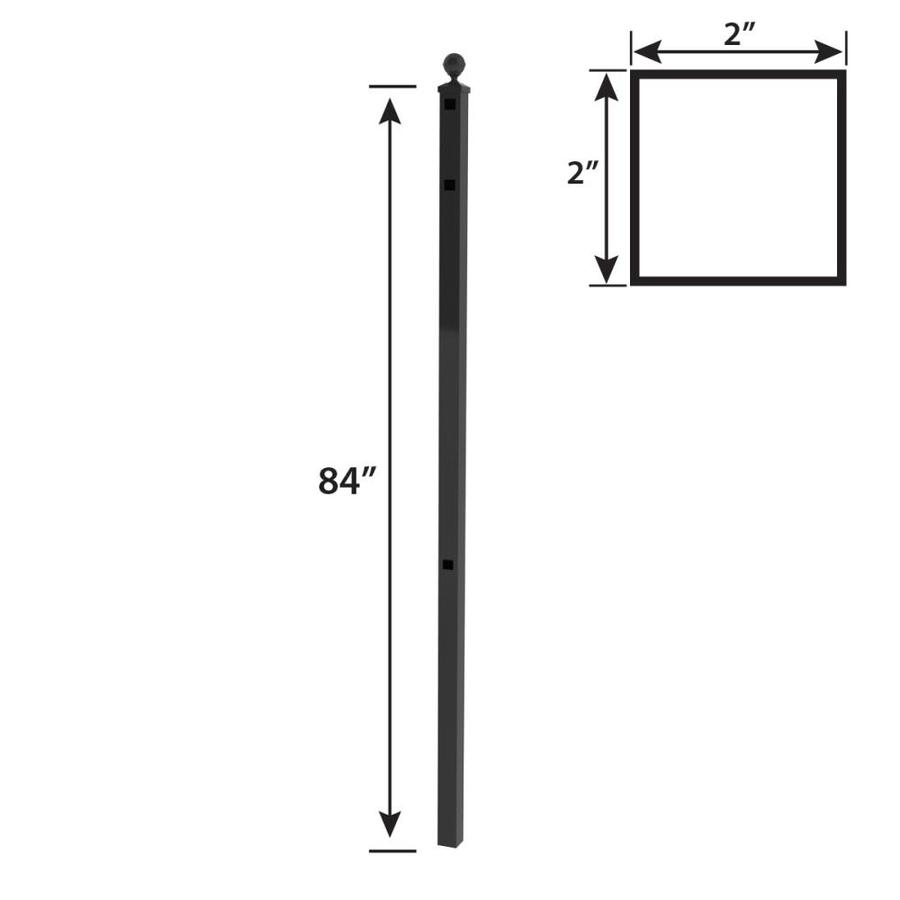 Ironcraft Berkshire 2-in x 2-in W x 6-ft H Black Aluminum Line Fence ...