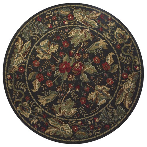 Valencia Round Black Border Woven Area Rug 5ft x 5ft; Actual