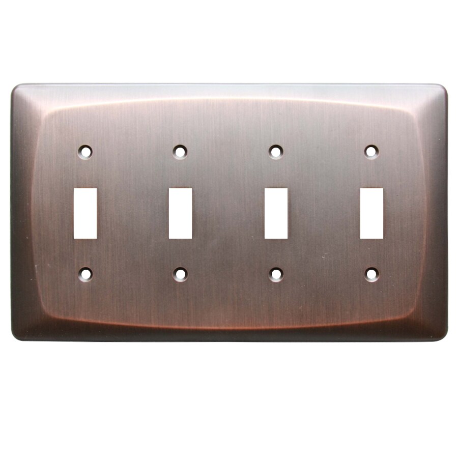 allen + roth Baker 4-Gang Dark Oil-Rubbed Bronze Quad Toggle Wall Plate in the Wall Plates ...