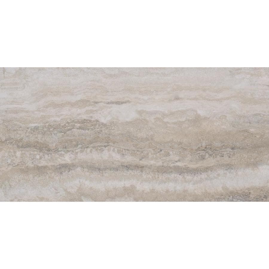 Shop Style Selections 12in x 24in Groutable Oyster PeelandStick Travertine Residential Vinyl