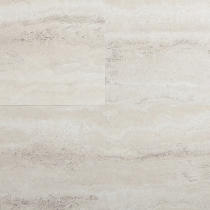 Style Selections Oyster Travertine 12in x 24in Groutable Water Resistant Peel and Stick Luxury