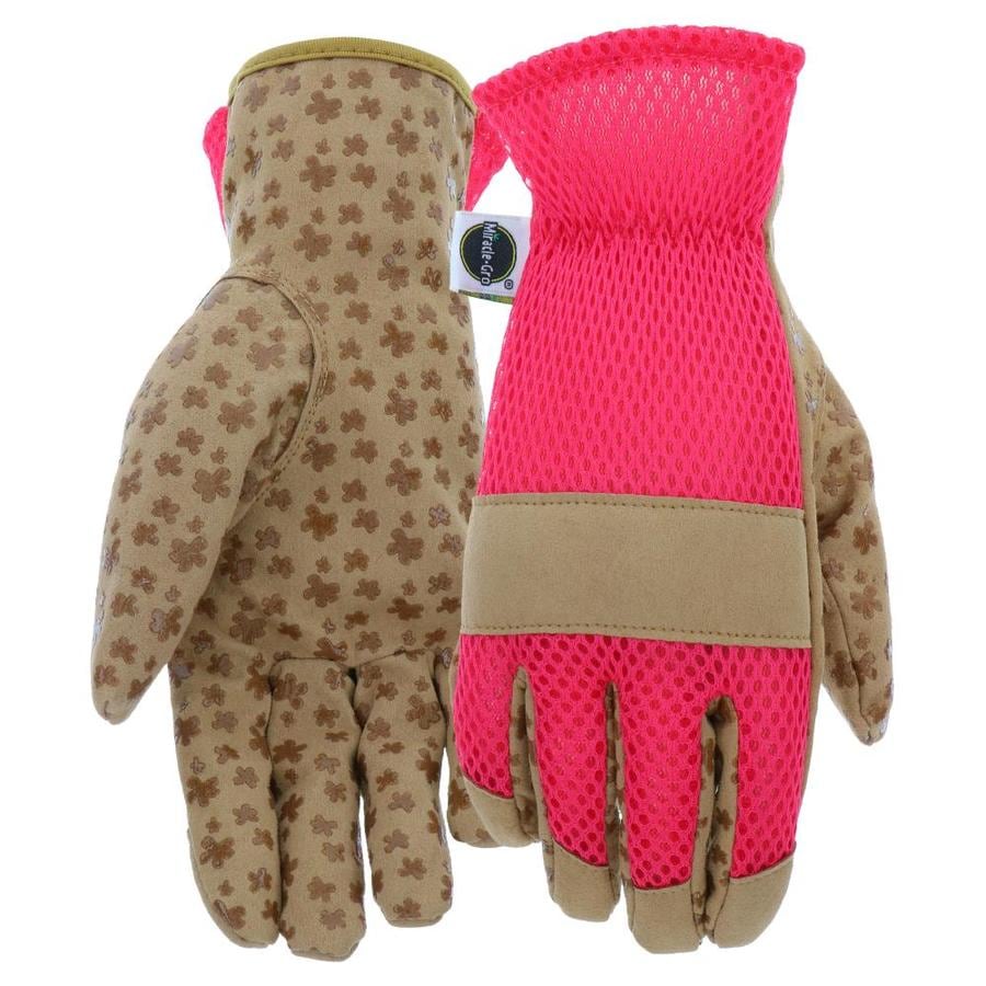 Miracle-Gro Women's Large Pink/Tan Leather Garden Gloves at Lowes.com