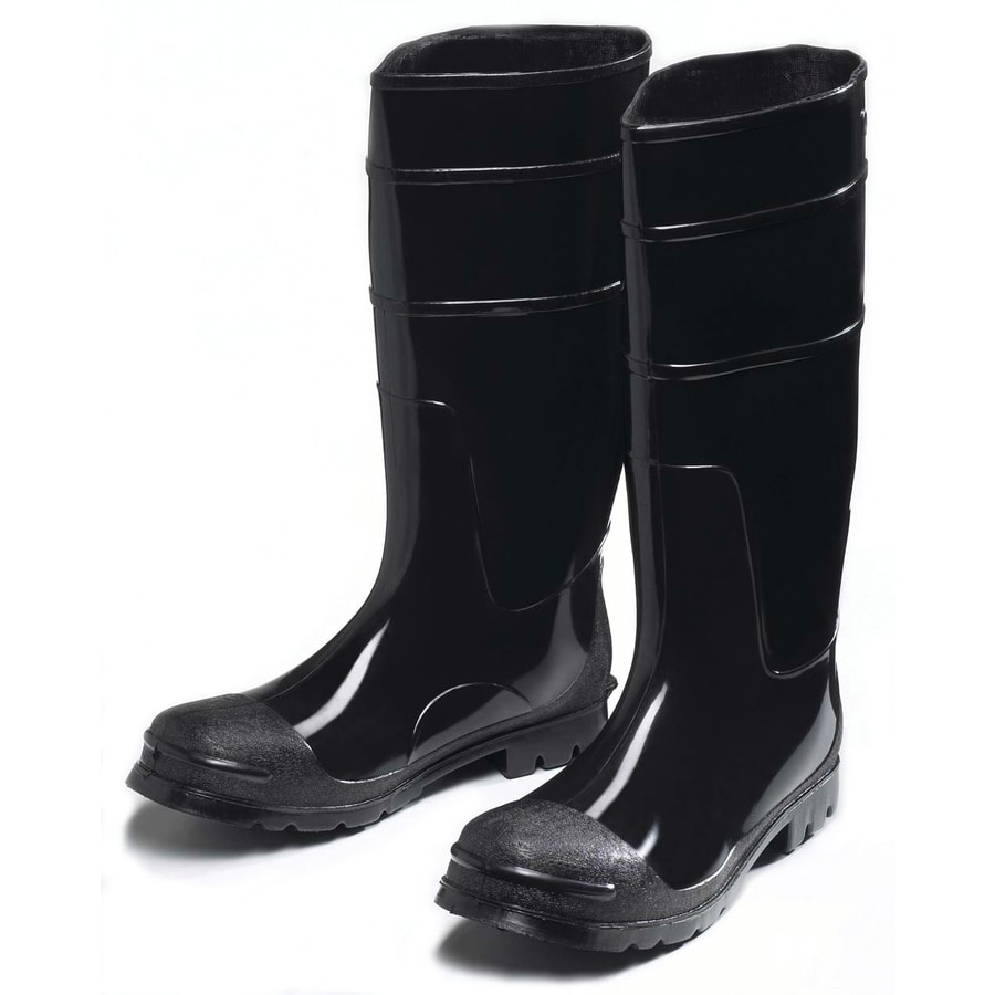 black and yellow work boots