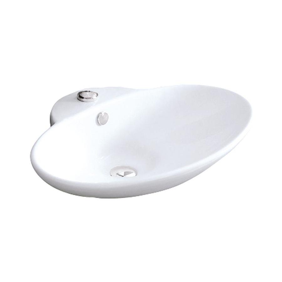 Elements Of Design Oliva White Vessel Oval Bathroom Sink With Overflow Drain 19 13 In X 24 In In The Bathroom Sinks Department At Lowes Com