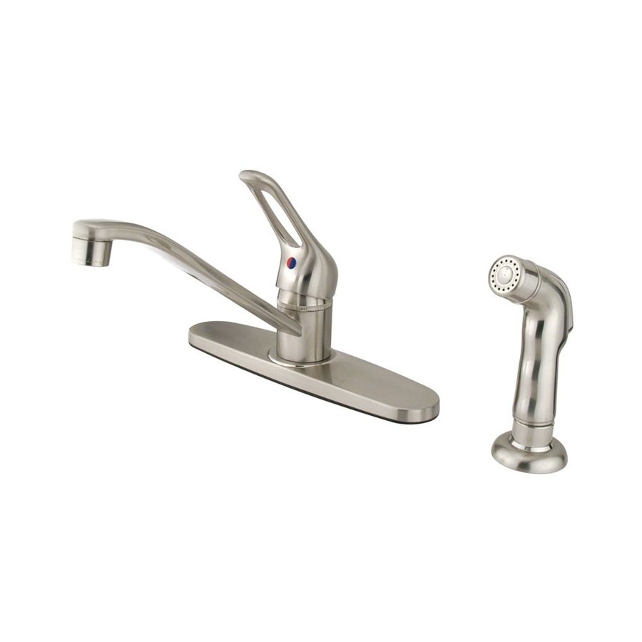 Elements of Design Wyndham Brushed Nickel 1-Handle Deck Mount Low-Arc Residential Kitchen Faucet