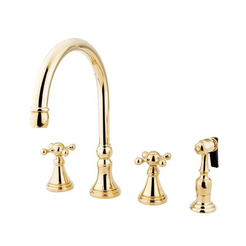 Elements of Design Polished Brass 2-Handle Deck Mount High-Arc Handle Kitchen Faucet in the Kitchen Faucets department at Lowes.... 