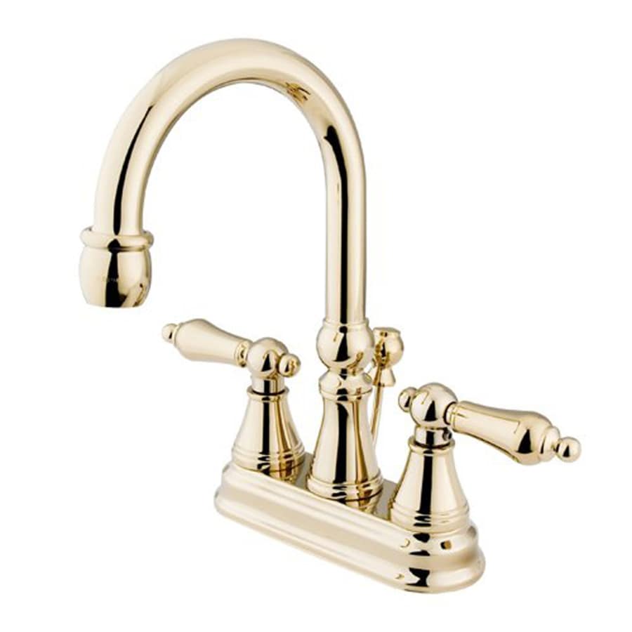 Elements Of Design Polished Brass 2 Handle 4 In Centerset Bathroom Sink Faucet With Drain At 6548