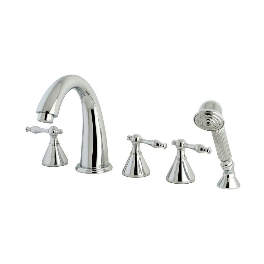 Elements Of Design Chrome 3 Handle Deck Mount Roman Bathtub Faucet With Hand Shower At 3262