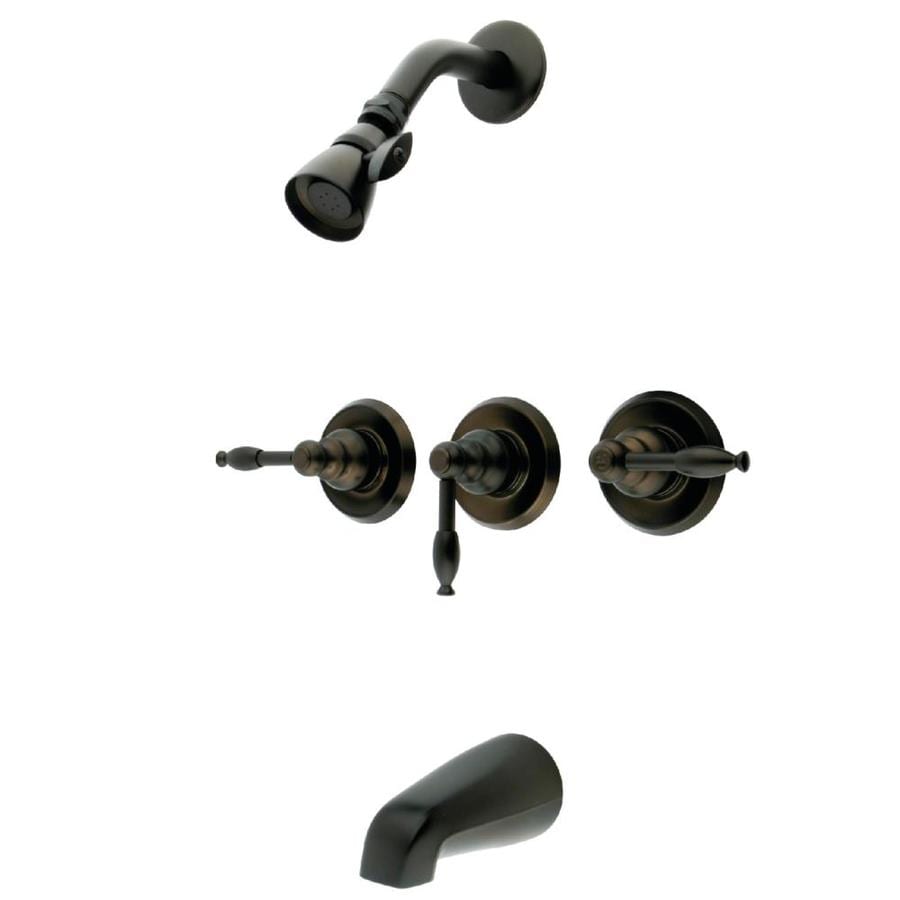 shop kingston brass magellan oil-rubbed bronze 3-handle tub and shop kingston brass magellan oil-rubbed bronze 3-handle tub and