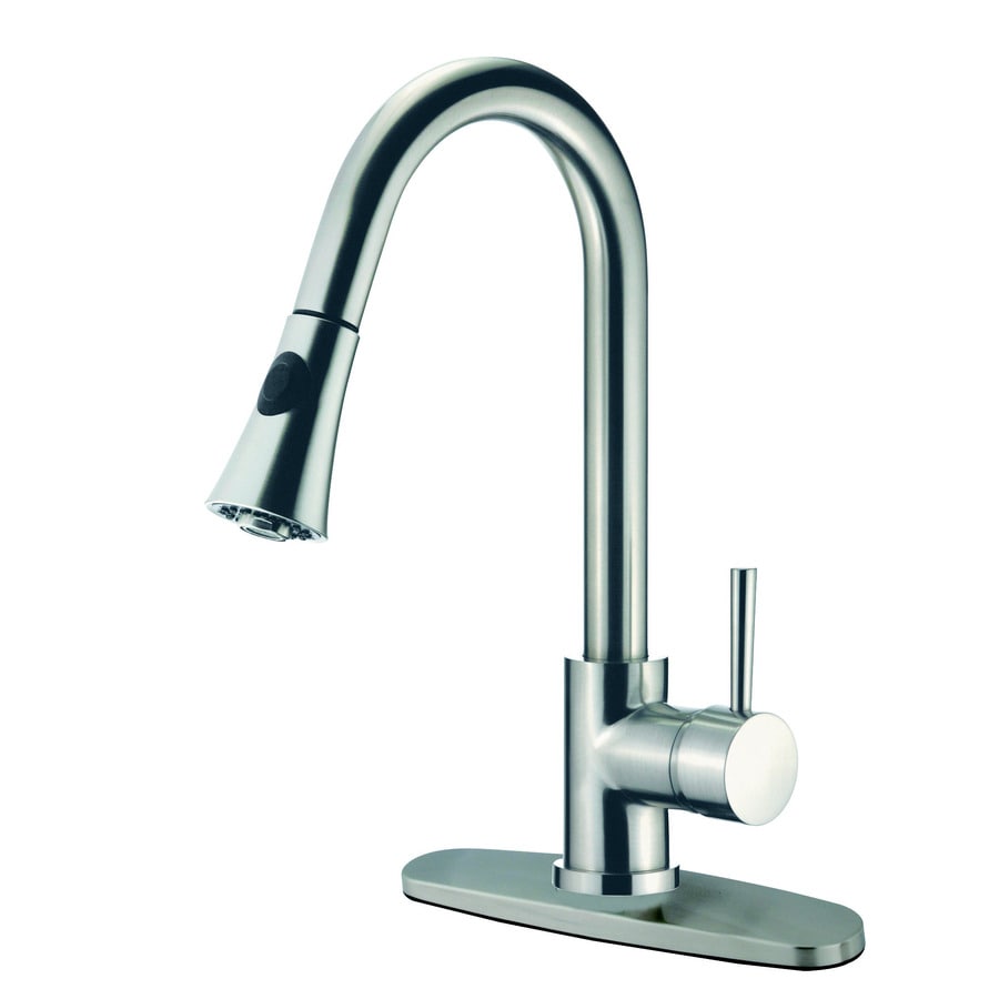 Kingston Brass Concord Brushed Nickel Handle Deck Mount Pull Down Kitchen Faucet At Lowes Com