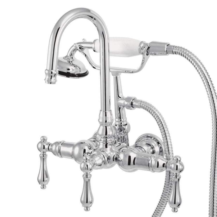 Kingston Brass Vintage Chrome 3 Handle Fixed Freestanding/Wall Mount Bathtub Faucet