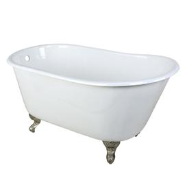 Kingston Brass Slipper 53-in White Cast Iron Oval Reversible Drain Clawfoot Bathtub