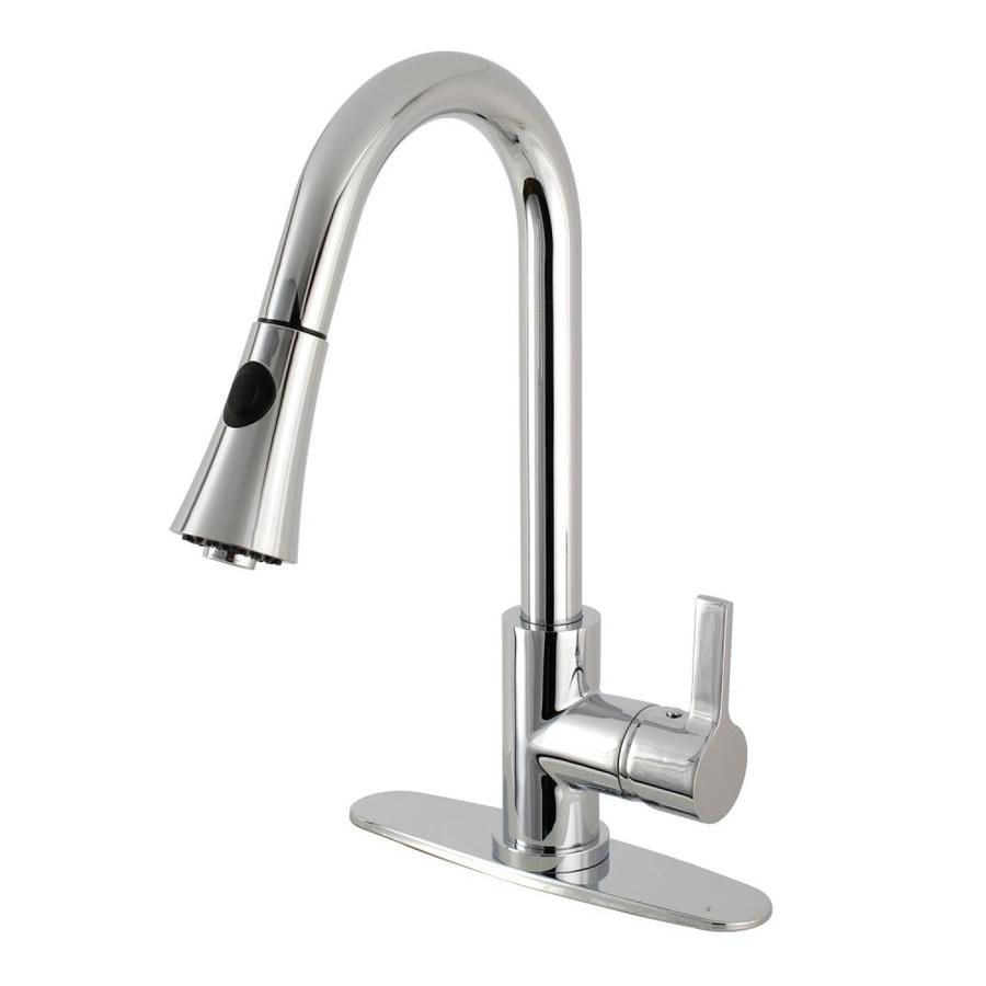 Kingston Brass Continental Polished Chrome 1 Handle Deck Mount Kingston Brass Continental Polished Chrome 1 Handle Deck Mount Pull Down Kitchen Faucet