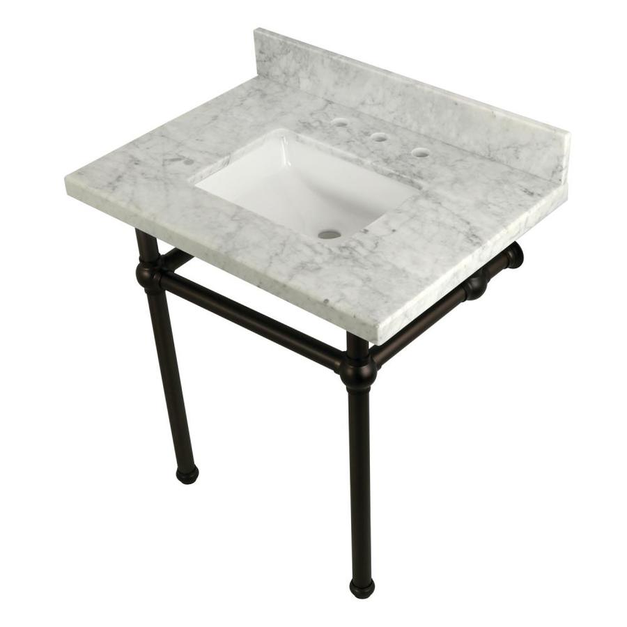 Kingston Brass Templeton Carrara Marble Oil Rubbed Bronze Marble Wall Mount Rectangular Bathroom Sink 30 In X 22 In In The Bathroom Sinks Department At Lowes Com