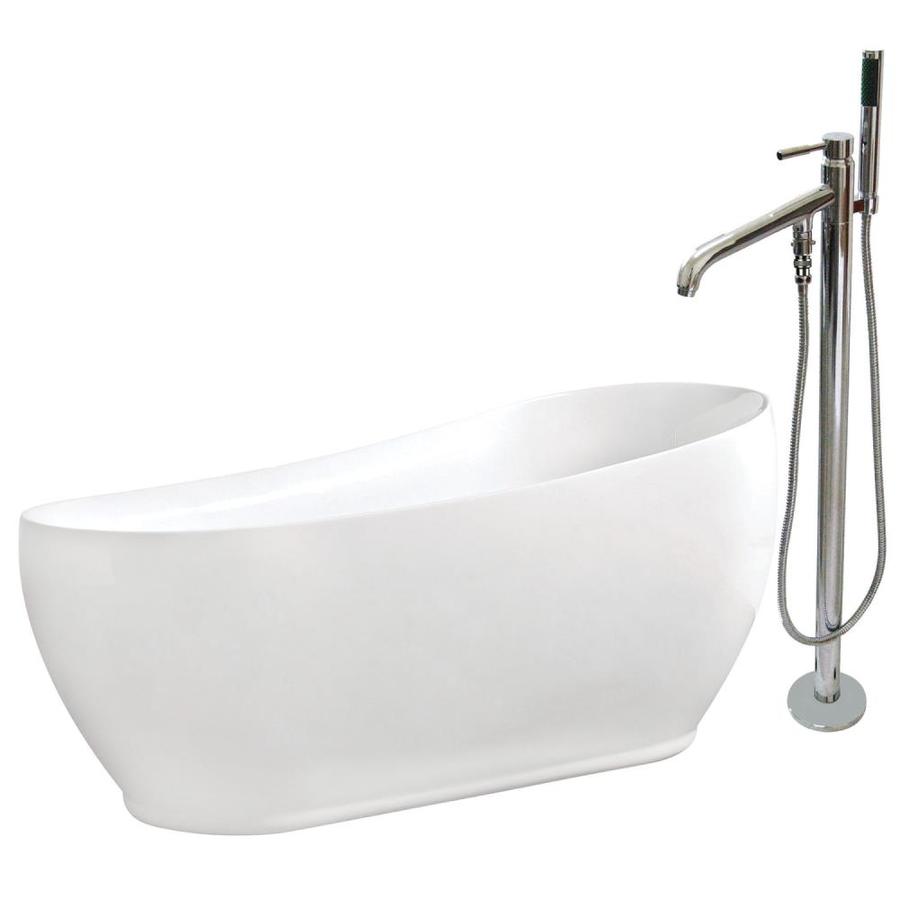 Kingston Brass Slipper 71in White Acrylic Oval Reversible Drain