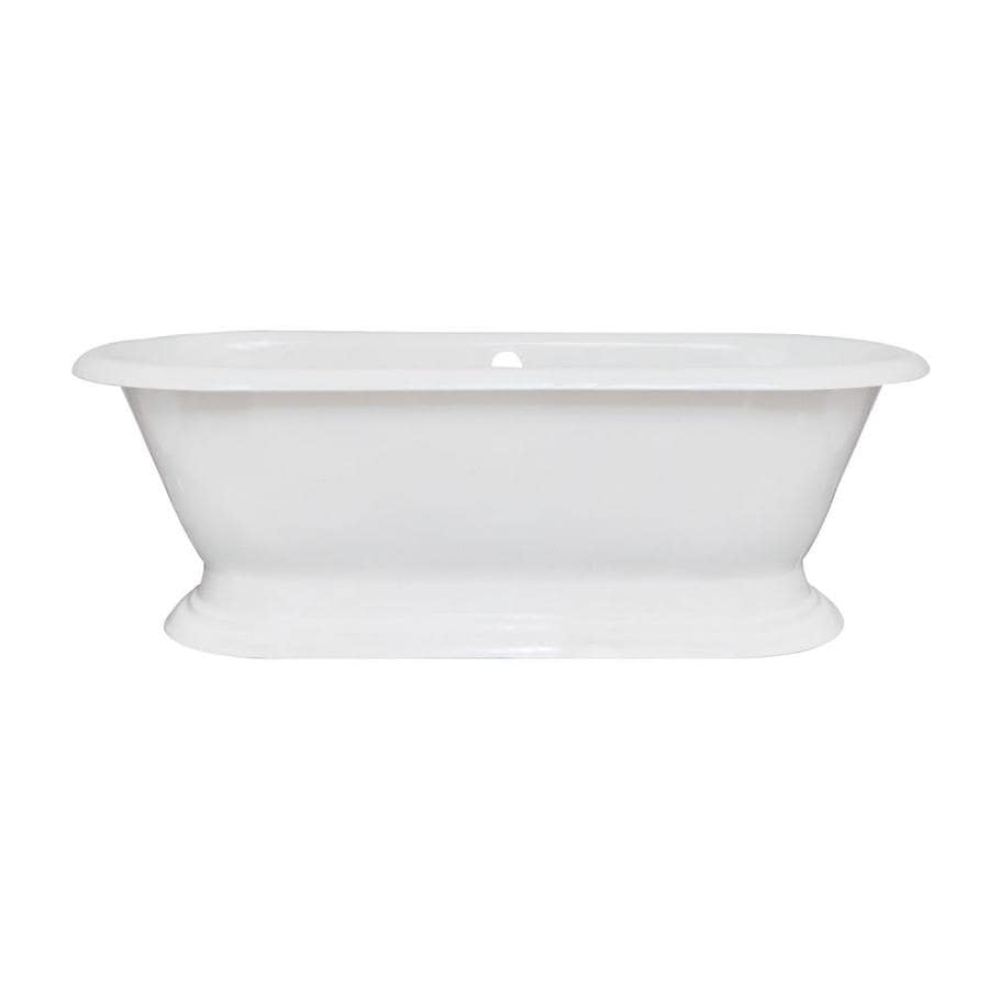 Kingston Brass Pedestal 72-in White Cast Iron Oval Center Drain ...