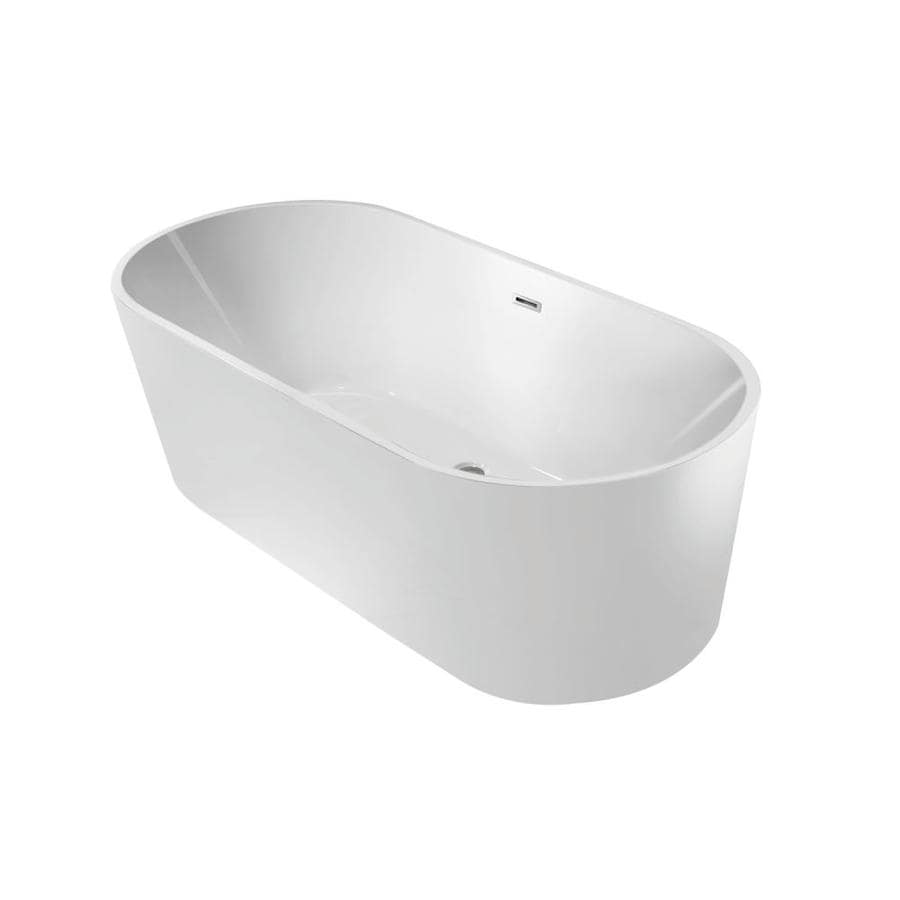 Kingston Brass Freestanding 60in White Acrylic Oval Center Drain