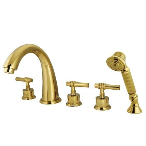 Kingston Brass Manhattan Polished Brass 3Handle Residential Deck Mount
