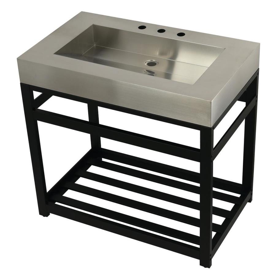 Kingston Brass Console Stainless Steelmatte Black Rectangular Pedestal Bathroom Sink At 3780