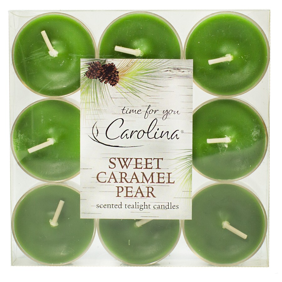 Carolina 9Pack 0.388014oz 1Wick Sweet Caramel Pear Tea Light Candle