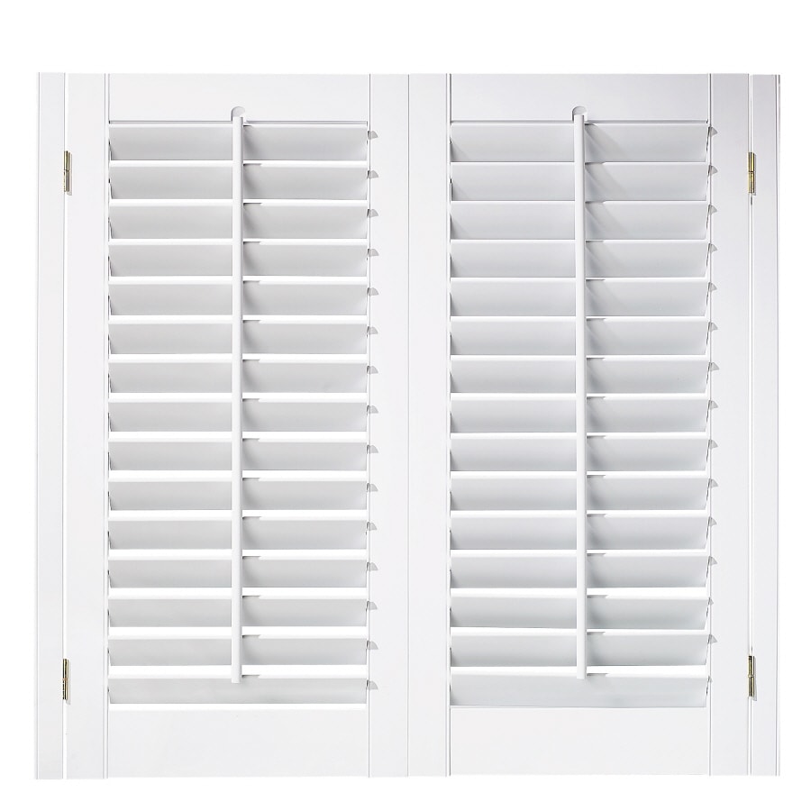 Basic Blindz 23-25"W x 24"H White Fauxwood Plantation Shutters