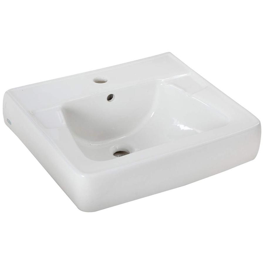 Zurn White WallMount Rectangular Bathroom Sink with Overflow Drain at