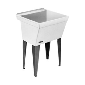 UPC 671031000231 product image for Mustee 23-in x 23.5-in 1-Basin White Freestanding Composite Tub Utility Sink wit | upcitemdb.com
