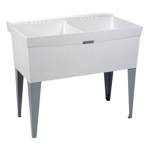 Mustee 40 In X 24 In 2 Basin White Freestanding Composite Utility