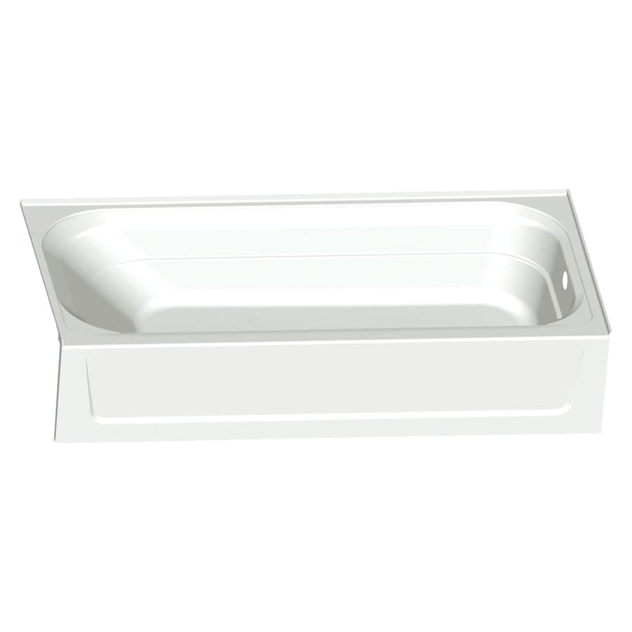 Mustee Topaz 60 In White Fiberglass Rectangular Right Hand Drain