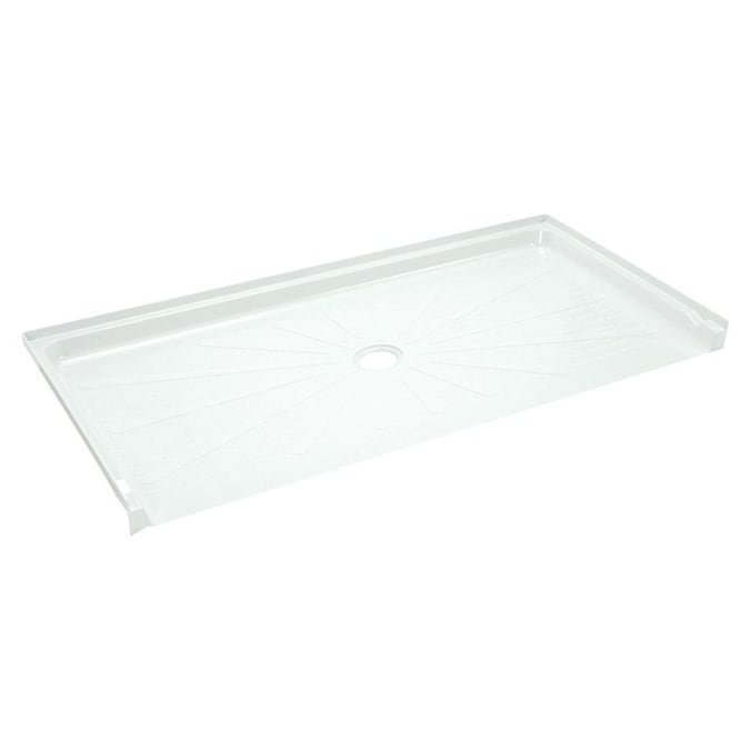 Mustee CareGiver White Fiberglass Shower Base 38in W x 65in L with Center Drain in the Shower