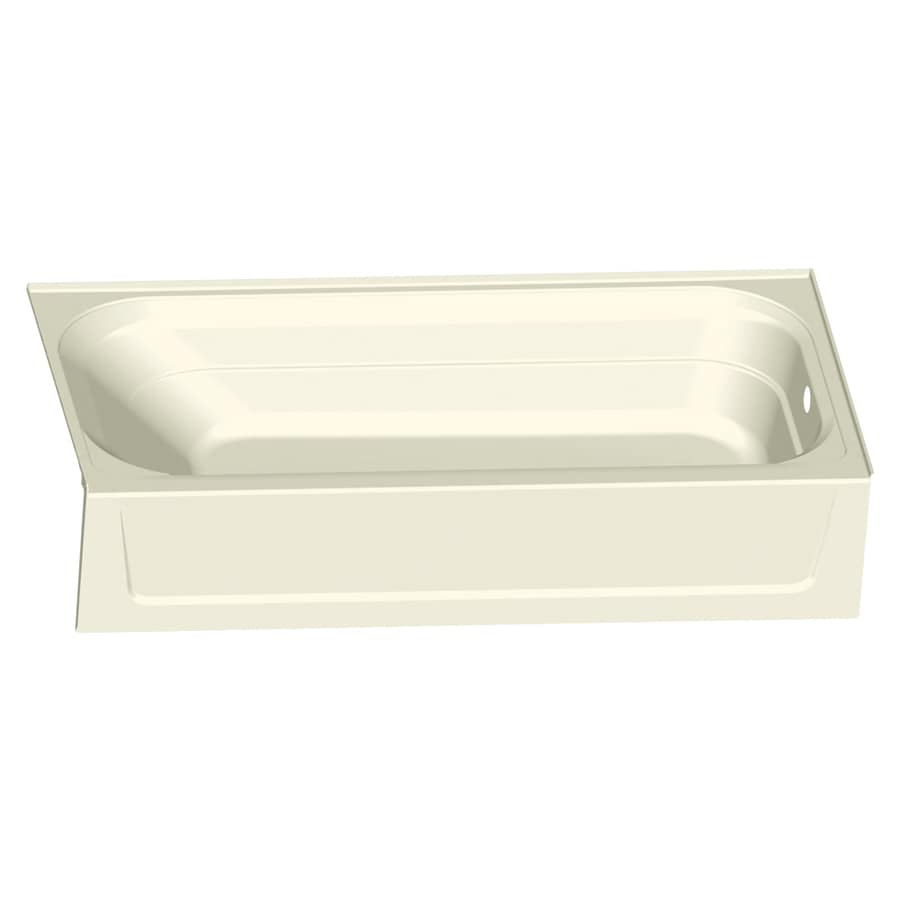 Mustee Topaz 60 In Biscuit Fiberglass Rectangular Right Hand Drain