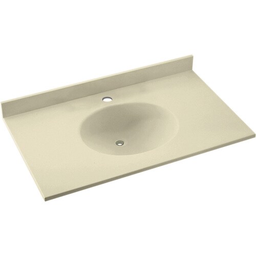 SWAN Ellipse 61in Bone Solid Surface Bathroom Vanity Top in the