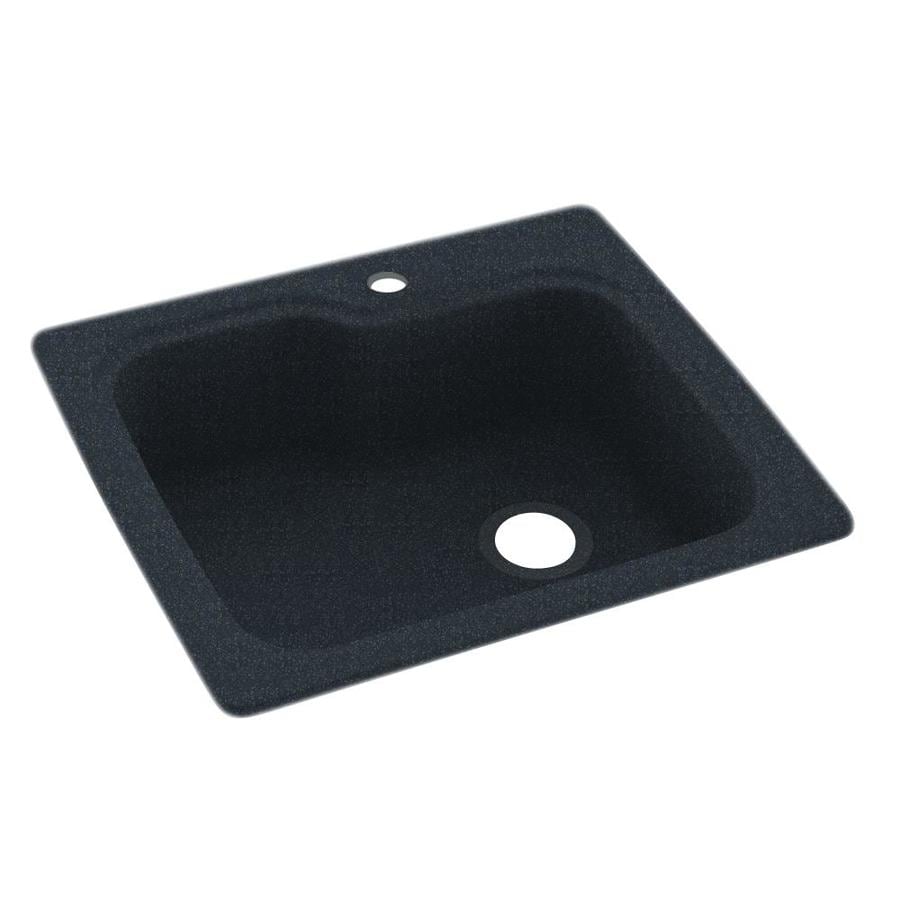 SWAN Dualmount 25in x 22in Black Galaxy Single Bowl 1Hole Kitchen