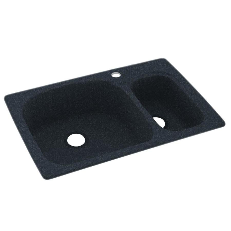 Swanstone KS03322LS.015 Double-Basin Drop-in or Undermount Composite Kitchen Sink